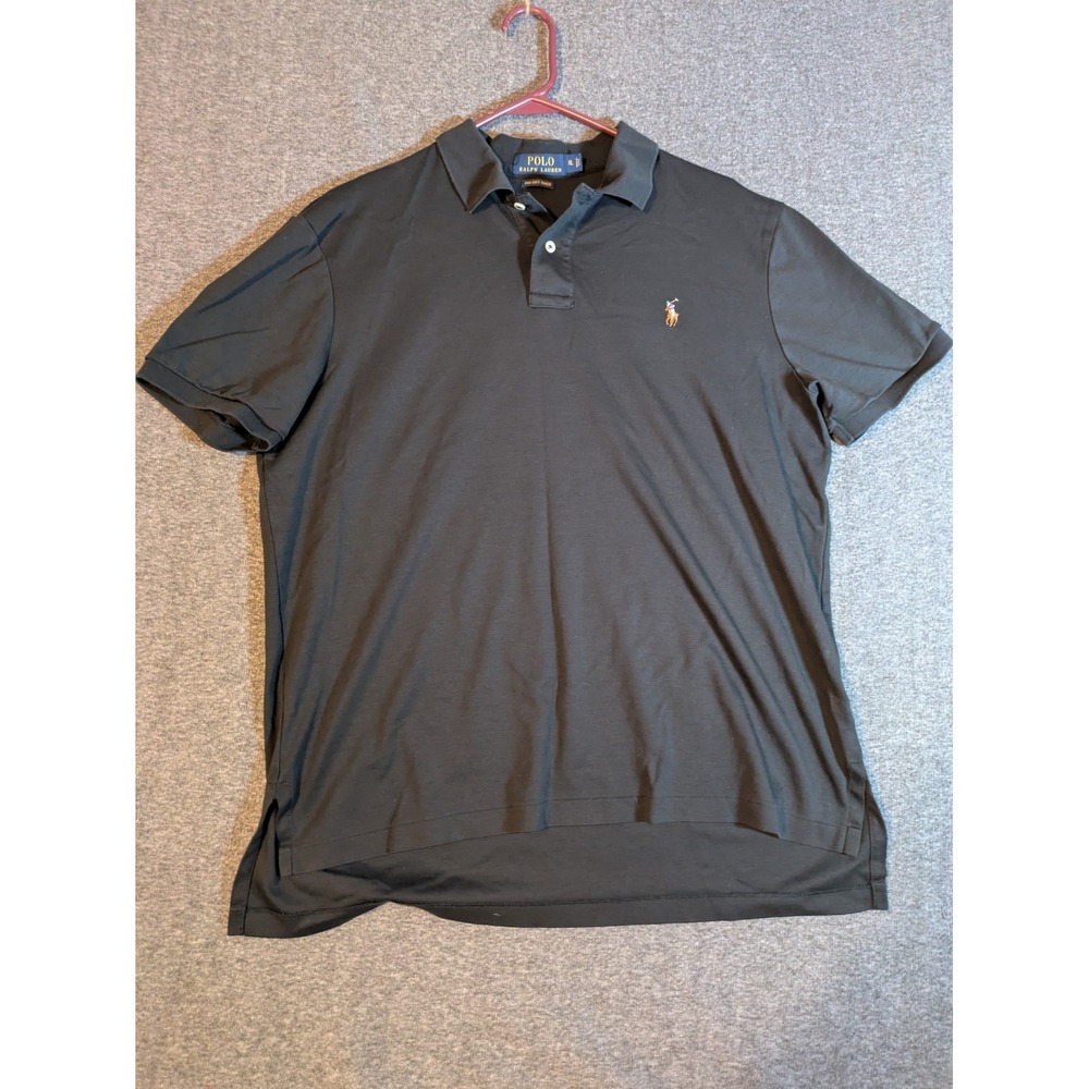 Polo Ralph Lauren‎ Polo Shirt Mens XL Black Pima Soft Touch Embroidered Pony